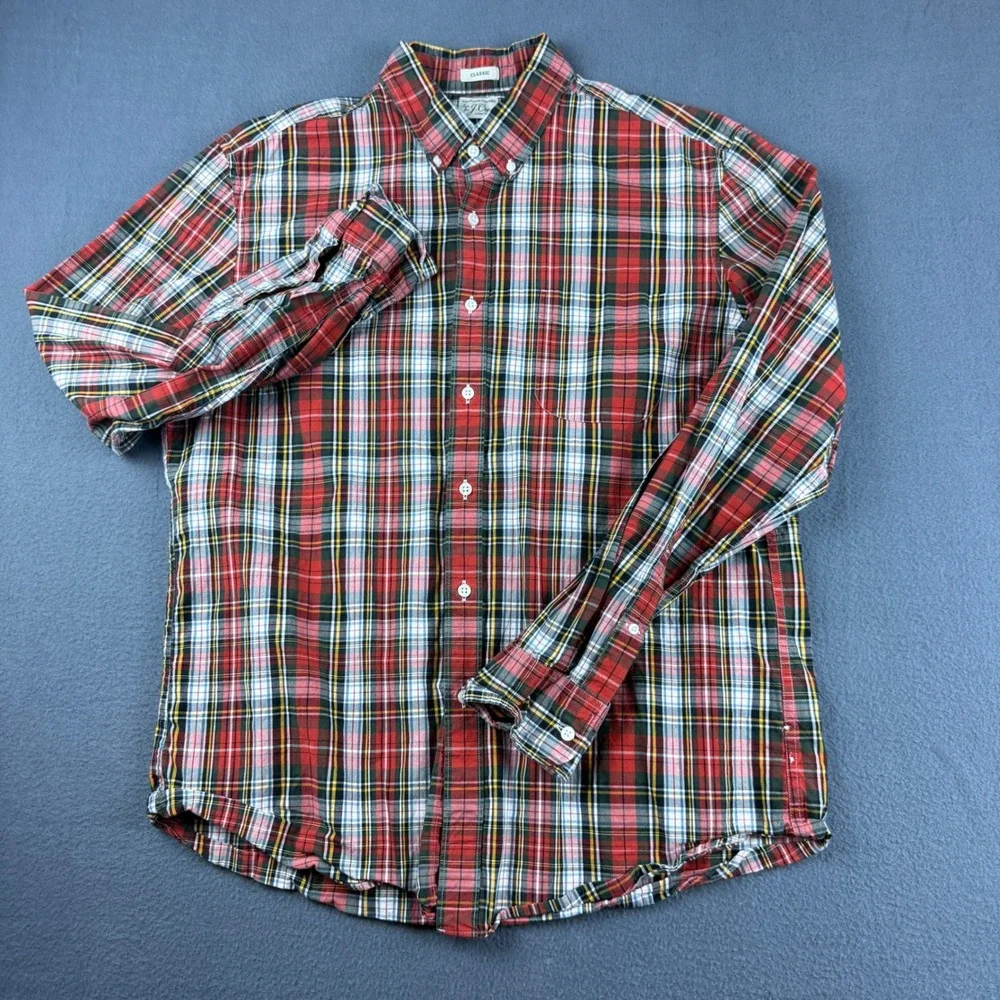 J Crew Shirt Men's L Classic Fit Oxford OXBD Plaid Wash Gingham Check Lot of 4